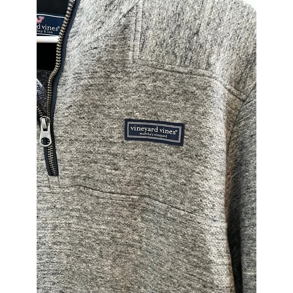 Vineyard Vines Mens Gray Heathered Quarter Zip Pullover Sweater 1K001981 Large